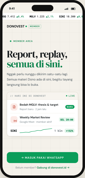 Layar masuk member di HP